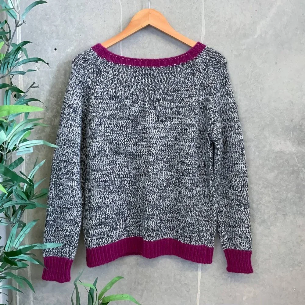 COCOGIO Ladies Grey Pink Love Heart Knit Jumper - Size M/L - Picture 2 of 5